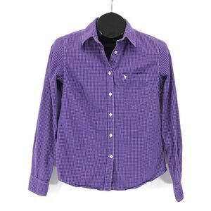 Aritzia Talula Classic Fit Oxford Shirt Women's Small Purple Plaid Check Cotton